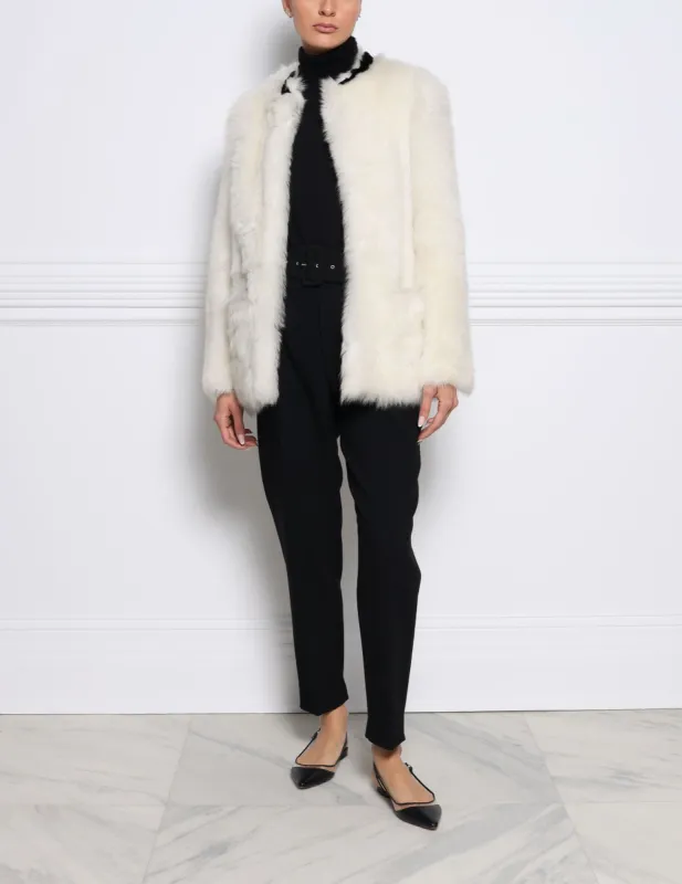 Shearling Jacket with Ivory with Black sold by Pologeorgis