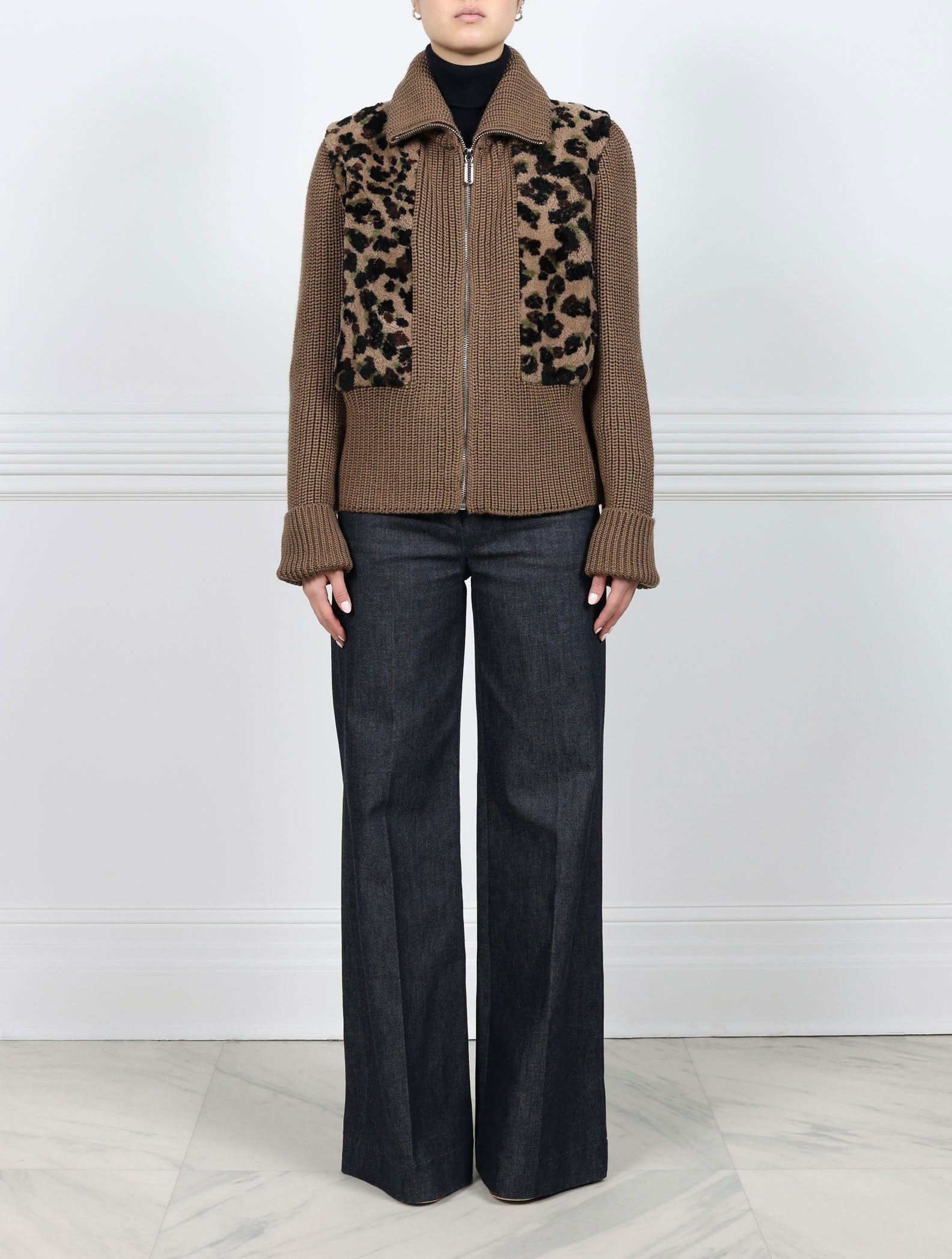 Printed Shearling & Knit Zip Jacket sold by Pologeorgis