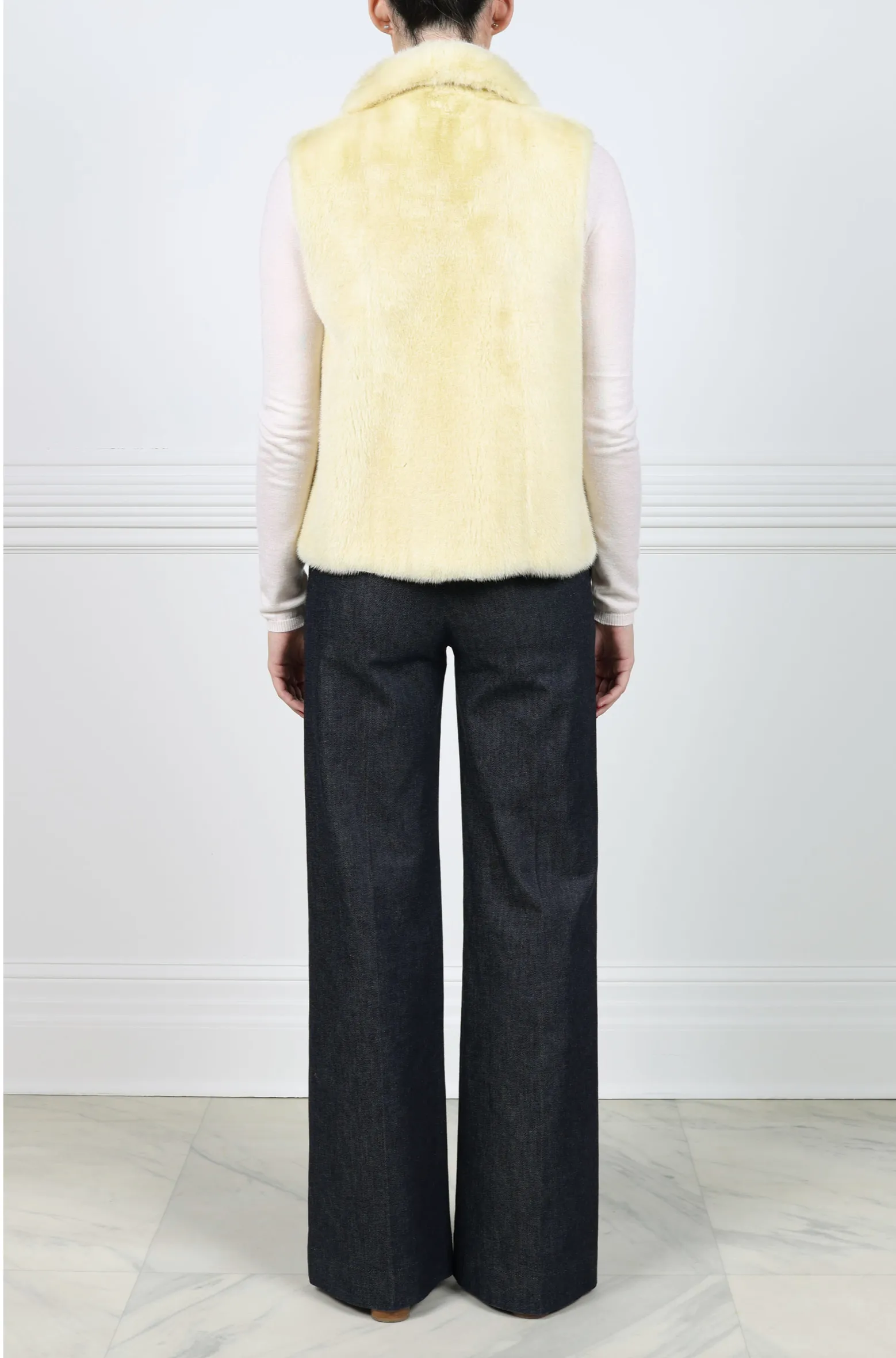 Zip Front Mink Vest in Pale Yellow sold by Pologeorgis product image thumbnail 2