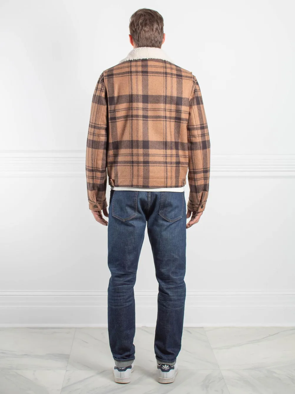 Mens Shearling Plaid Jacket sold by Pologeorgis product image thumbnail 3
