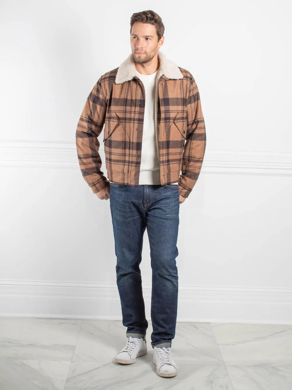 Mens Shearling Plaid Jacket sold by Pologeorgis product image thumbnail 2