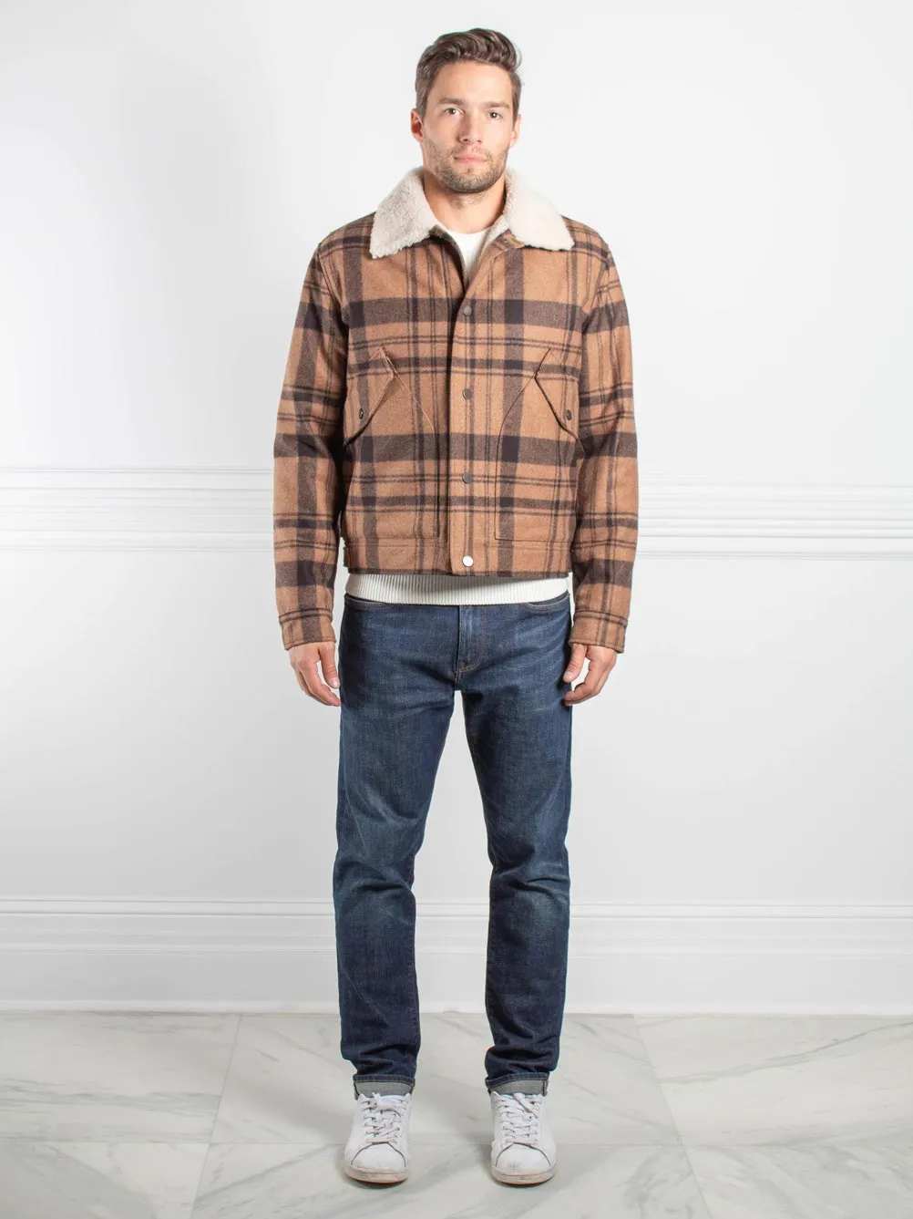 Mens Shearling Plaid Jacket sold by Pologeorgis