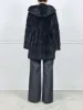 The Mallory Oversized Mink Fur Coat in Navy sold by Pologeorgis