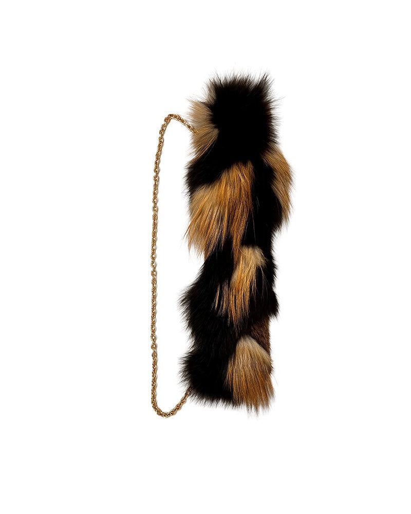 Intarsia Fox Fur Collar w Chain sold by Pologeorgis