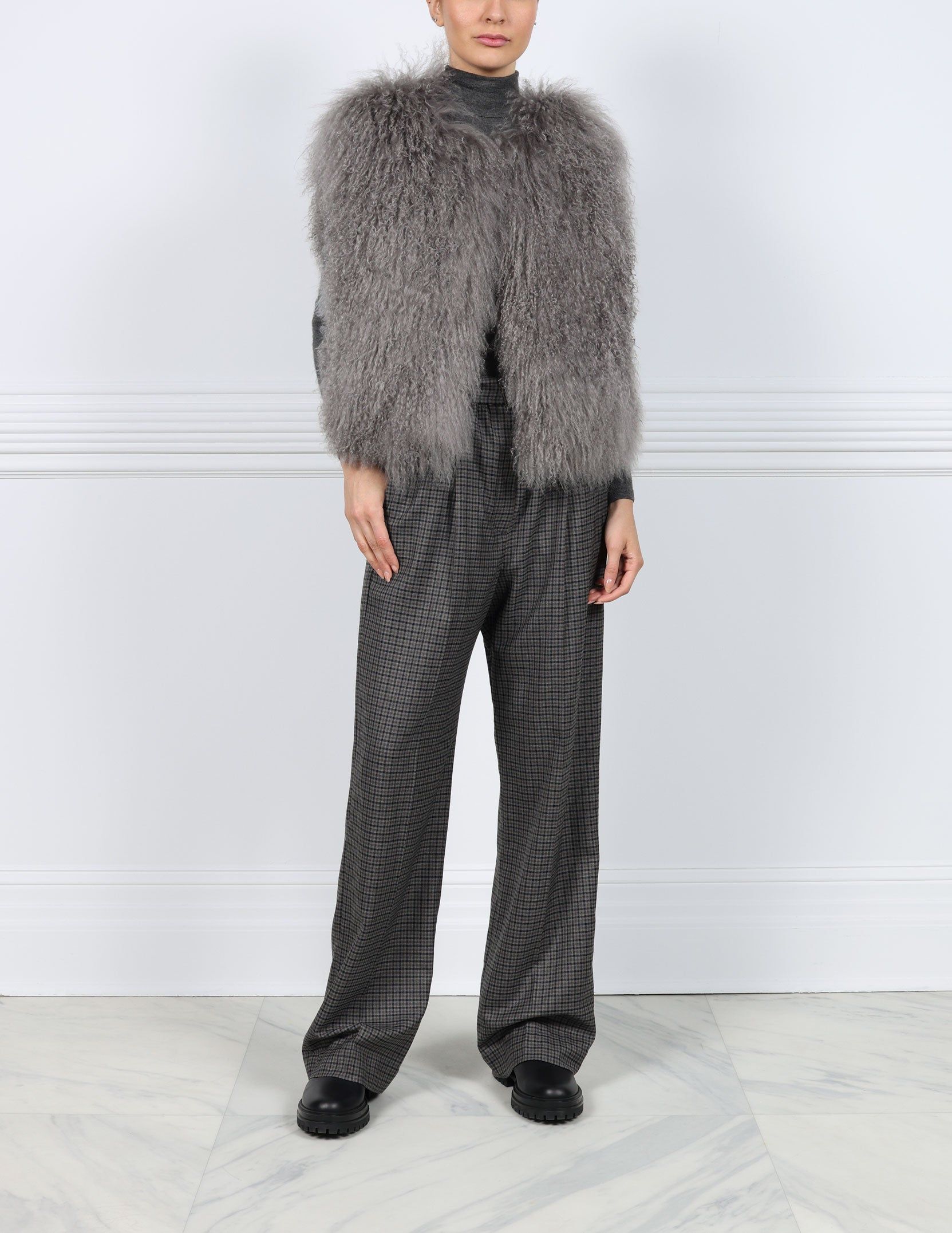 Curly Shearling Vest with Contrast Stripe sold by Pologeorgis product image thumbnail 2