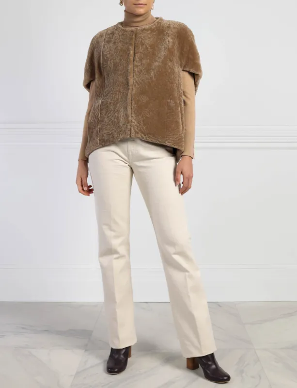 The Frannie Shearling Cocoon Lined Vest sold by Pologeorgis