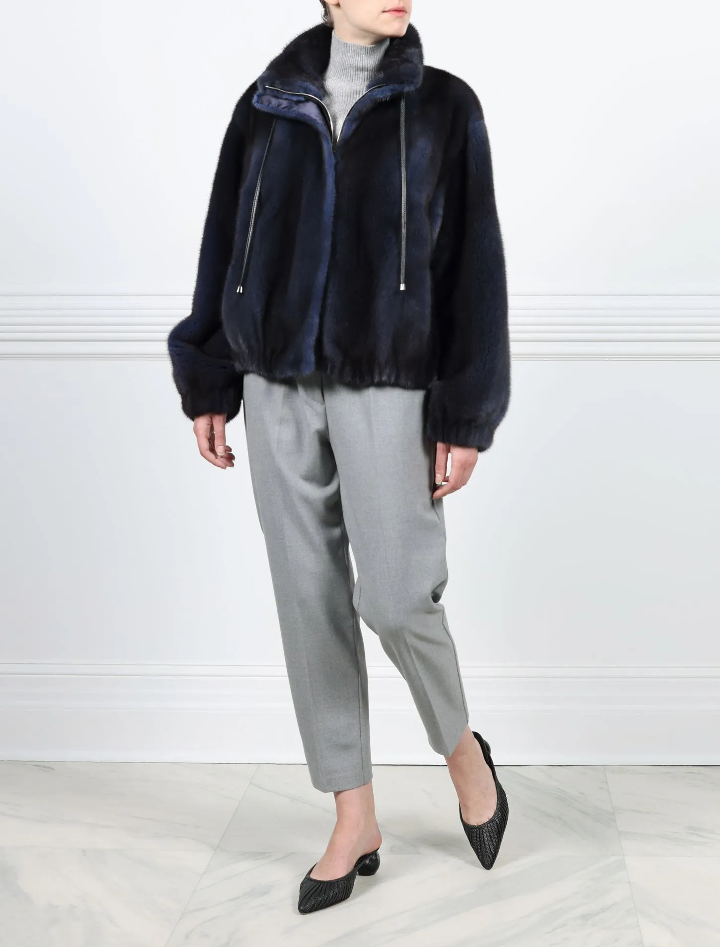 The Verdon Mink Bomber Jacket sold by Pologeorgis