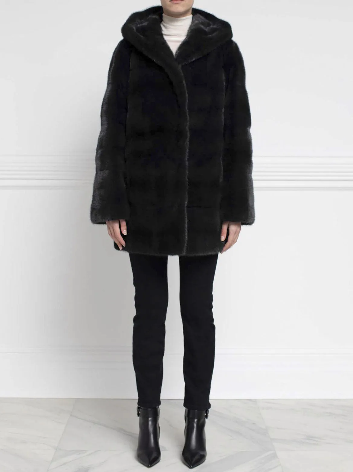 The Mia Mink Fur Reversible Storm Coat sold by Pologeorgis