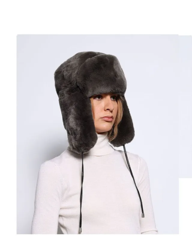 Dyed Rex Rabbit Trapper Hat sold by Pologeorgis