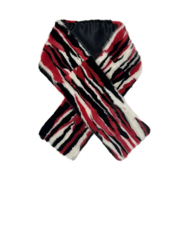 Upcycled Mink Fur Scarf in Red sold by Pologeorgis