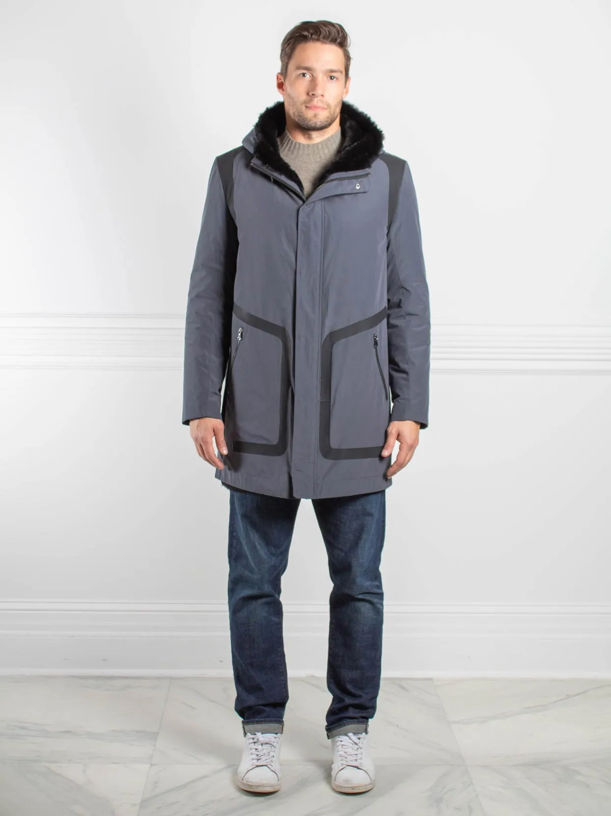 Mens Shearling Hooded Sports Coat sold by Pologeorgis