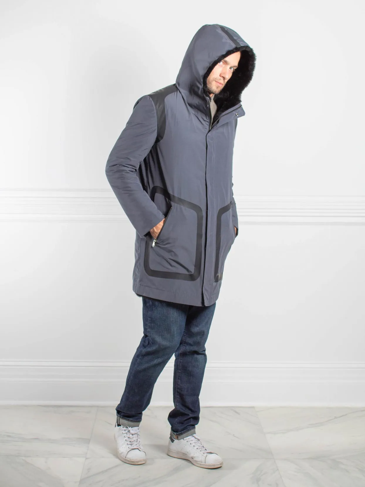 Mens Shearling Hooded Sports Coat sold by Pologeorgis product image thumbnail 2