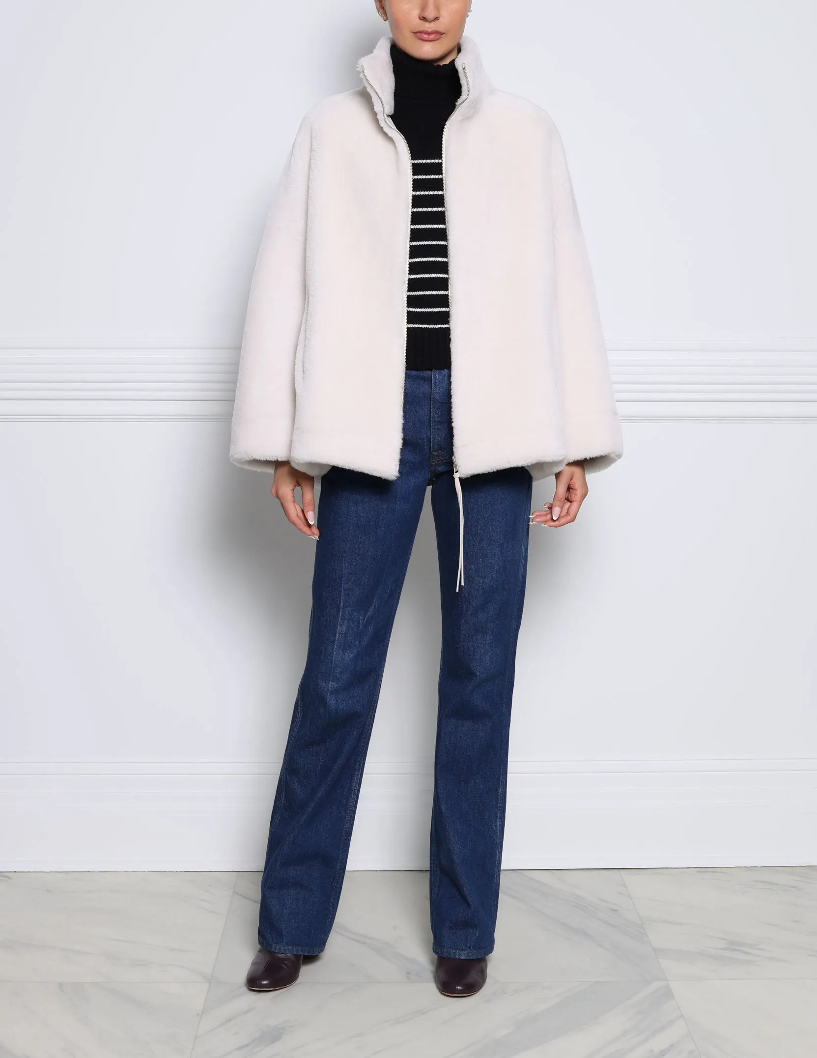 The Elle Oversized Shearling Jacket sold by Pologeorgis