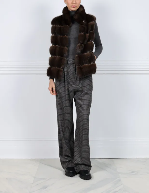The Katherine Printed Reversible Russian Sable Fur Vest sold by Pologeorgis