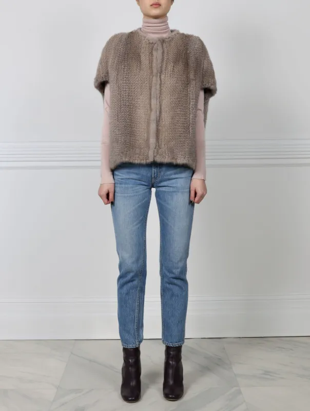 The Frances Knitted Mink Fur Cocoon Vest sold by Pologeorgis