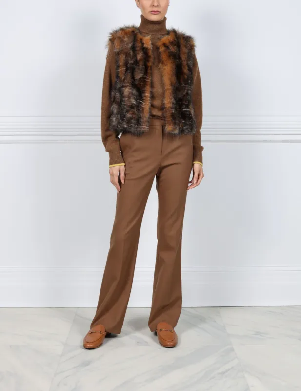 Upcycled Fur Printed Vest in Brown sold by Pologeorgis