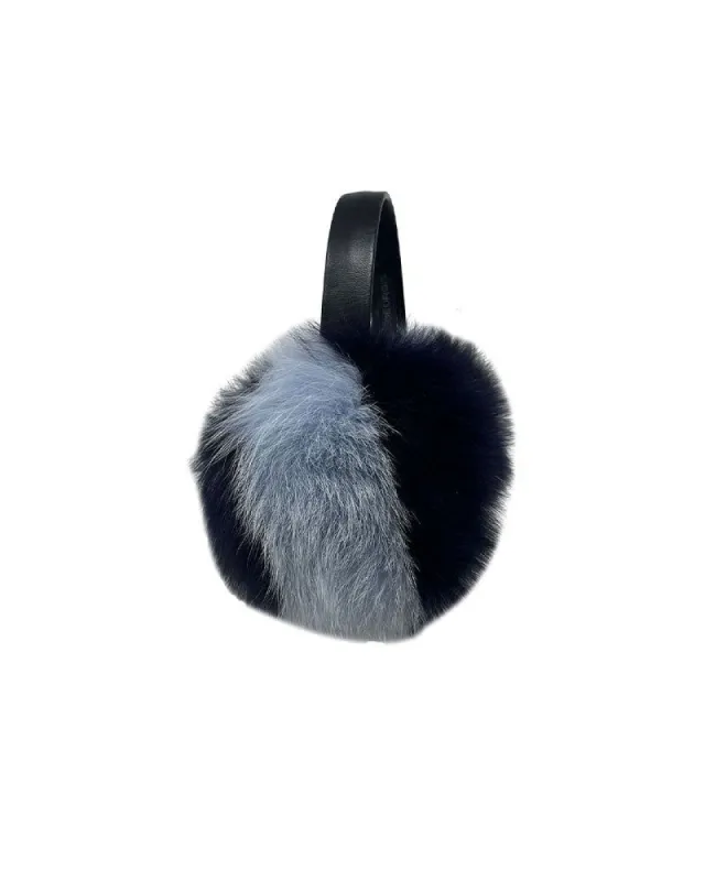 Two-Tone Fur Earmuffs with Leather Band sold by Pologeorgis