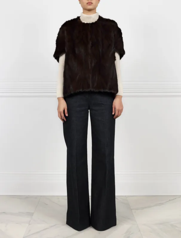 The Frances Upcyled Mink Fur Cocoon Vest sold by Pologeorgis