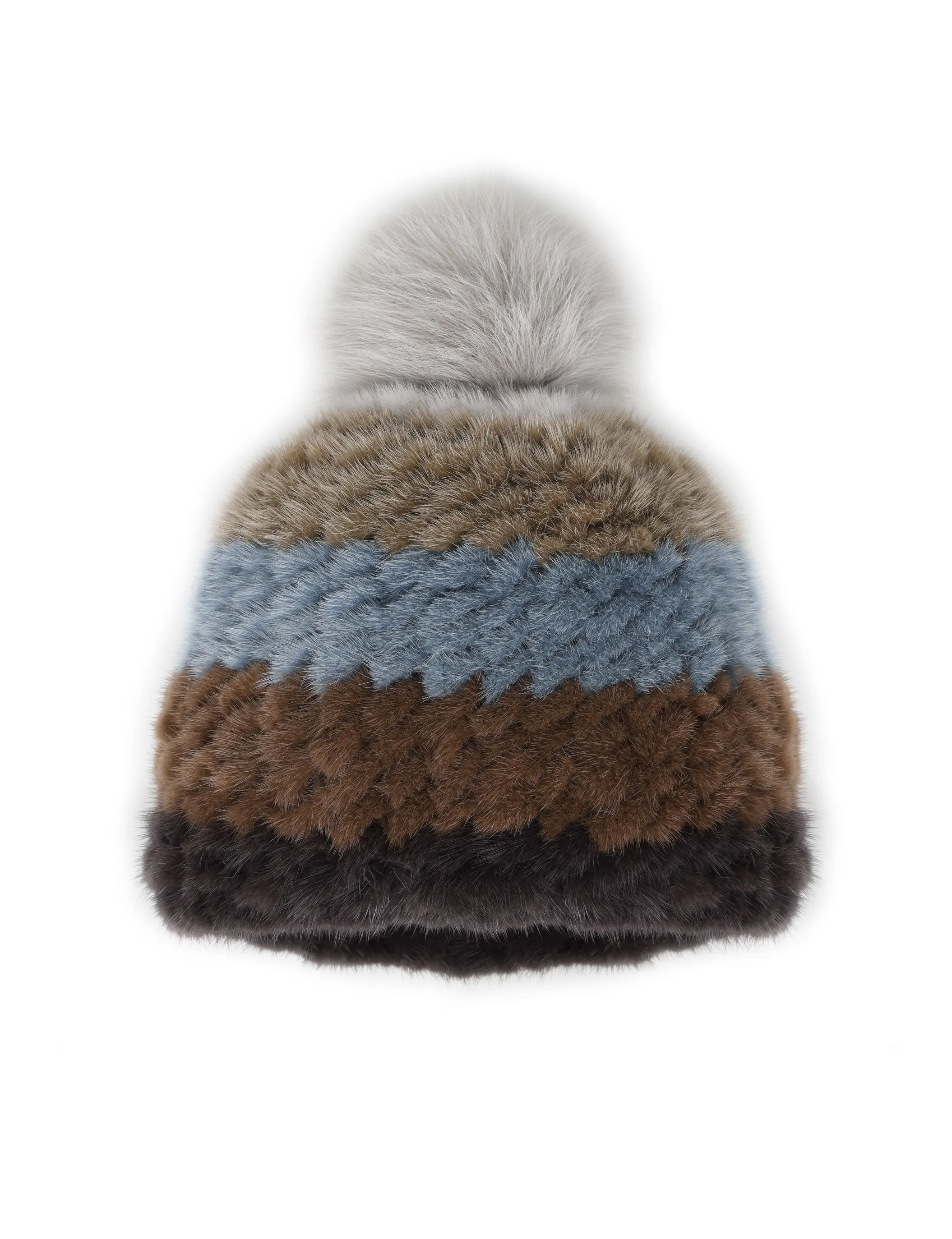 Multi Color Knitted Mink Hat with Pom sold by Pologeorgis product image thumbnail 4