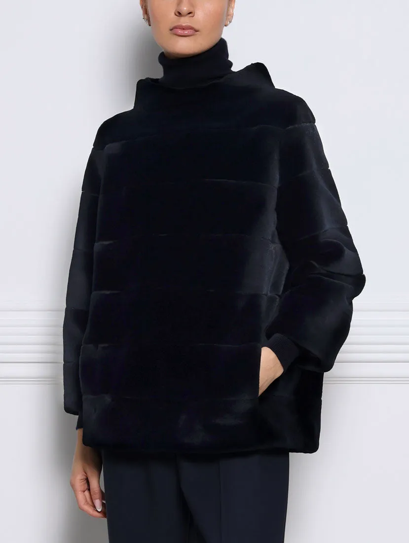 The Audrey Sheared Mink Fur Pullover in Navy sold by Pologeorgis product image thumbnail 4