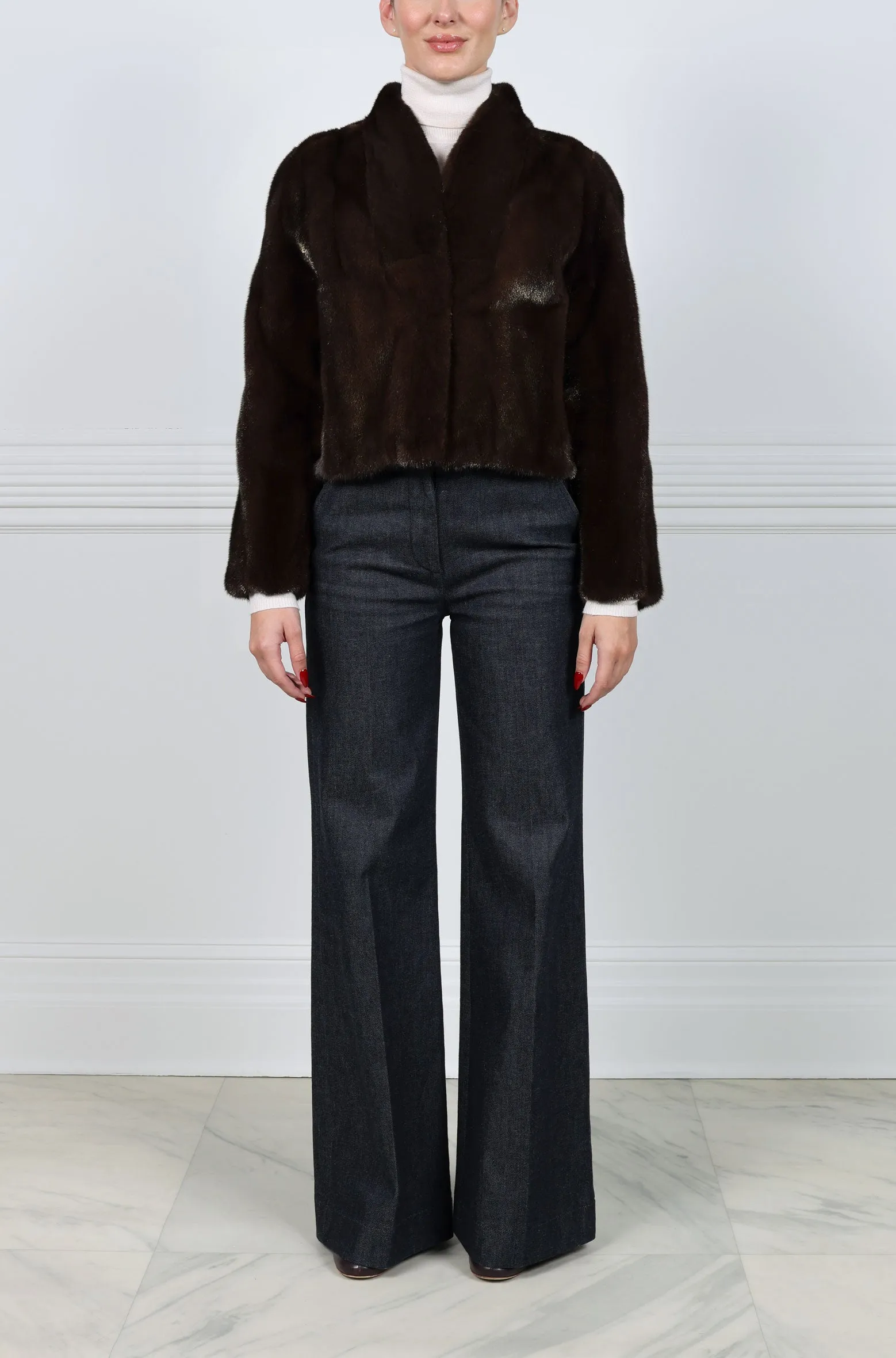 V-Neck Metallic Mink Fur Jacket sold by Pologeorgis