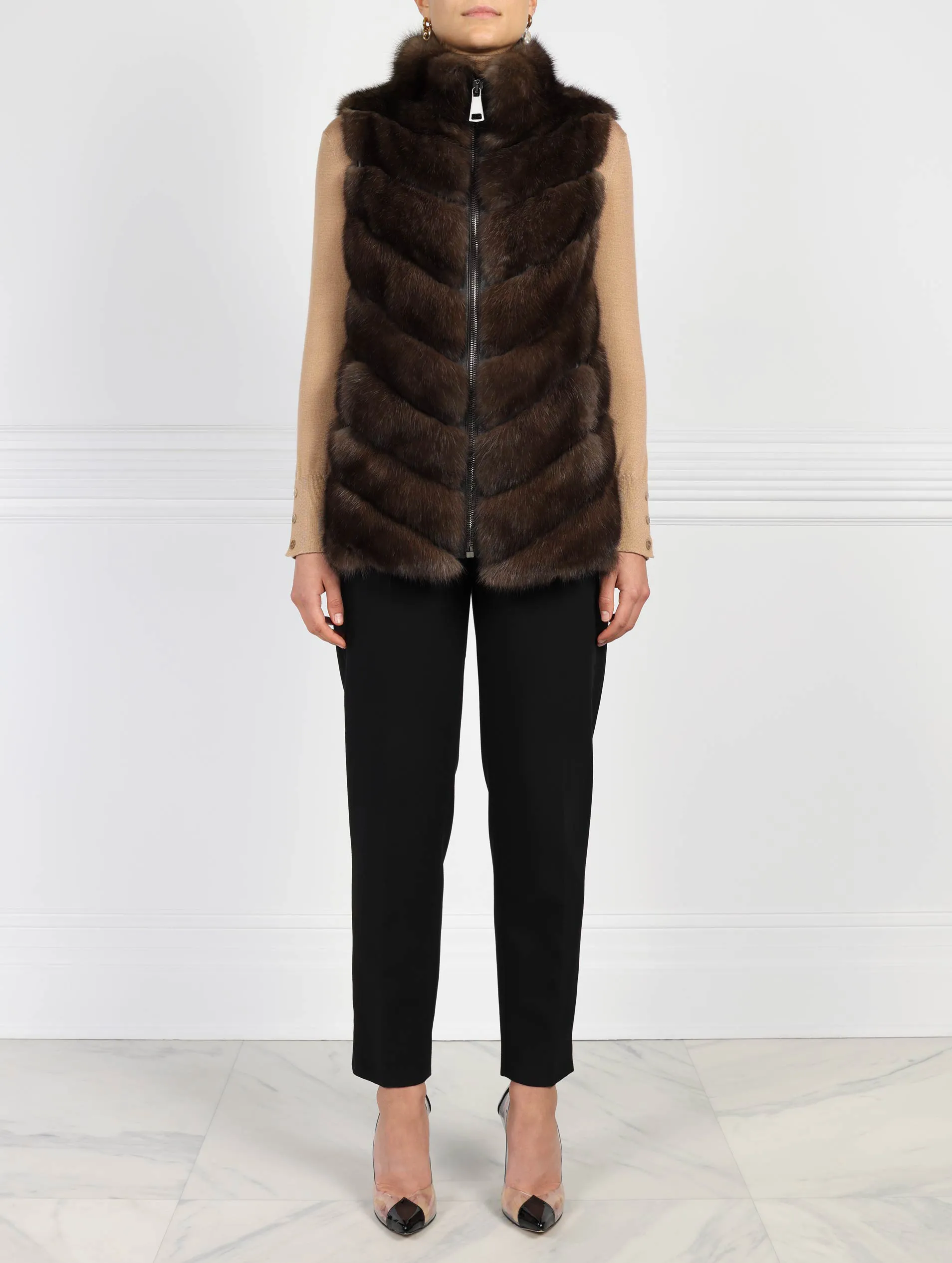 The Esme Russian Sable Fur Zip Vest sold by Pologeorgis product image thumbnail 2