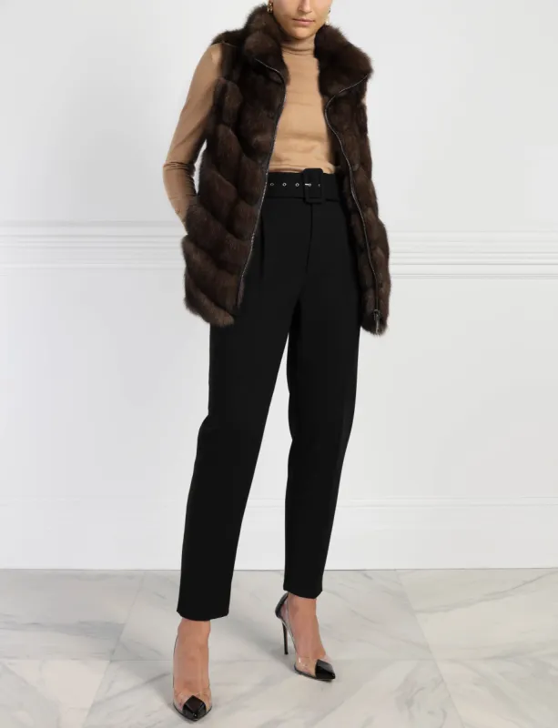 The Esme Russian Sable Fur Zip Vest sold by Pologeorgis