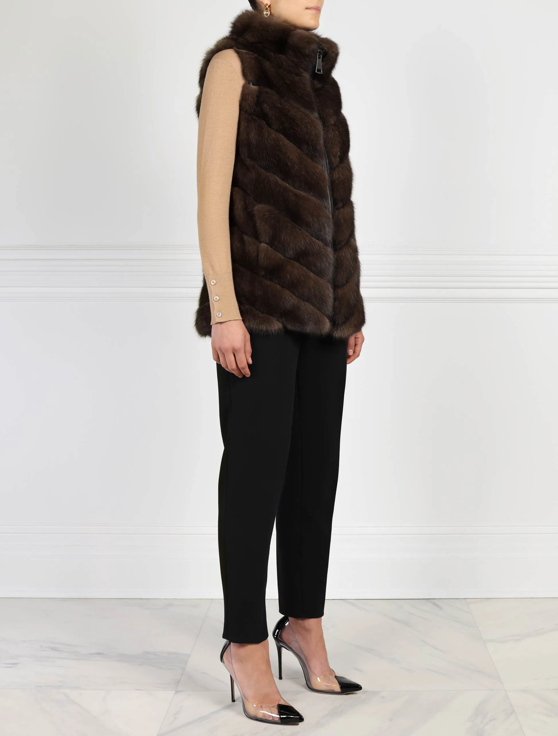 The Esme Russian Sable Fur Zip Vest sold by Pologeorgis product image thumbnail 3