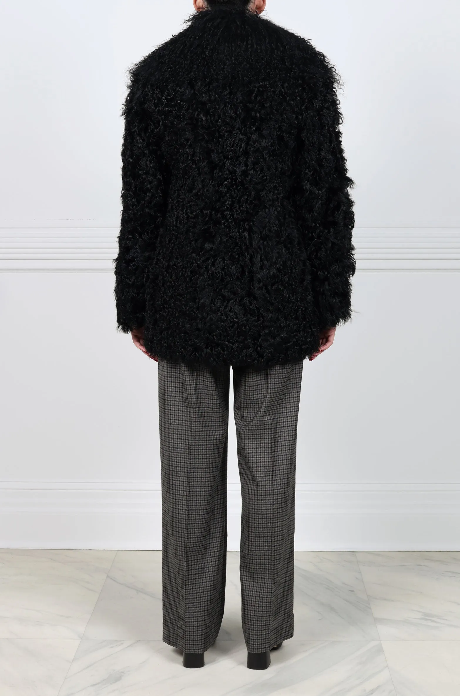 Curly Lamb Trimmed Shearling Notch Collar Coat sold by Pologeorgis product image thumbnail 2