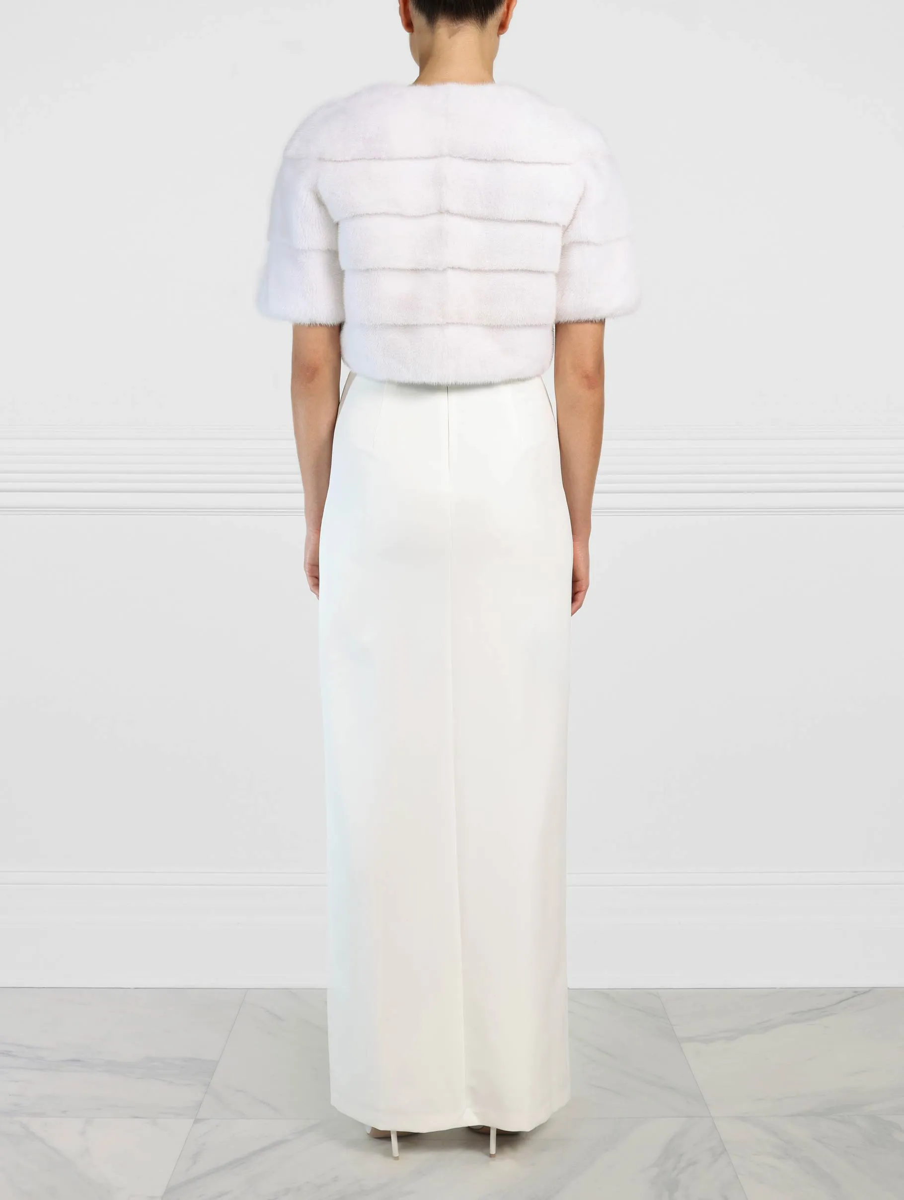 The Bridal Collection - The Stratus Horizontal Mink Fur Jacket in White sold by Pologeorgis product image thumbnail 3