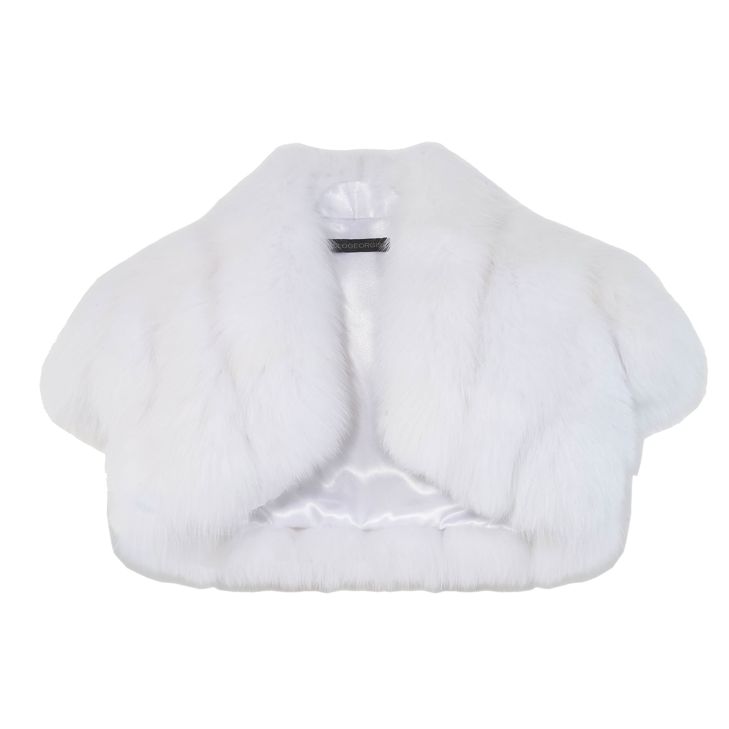 The Drew Fox Fur Shrug in White sold by Pologeorgis product image thumbnail 4