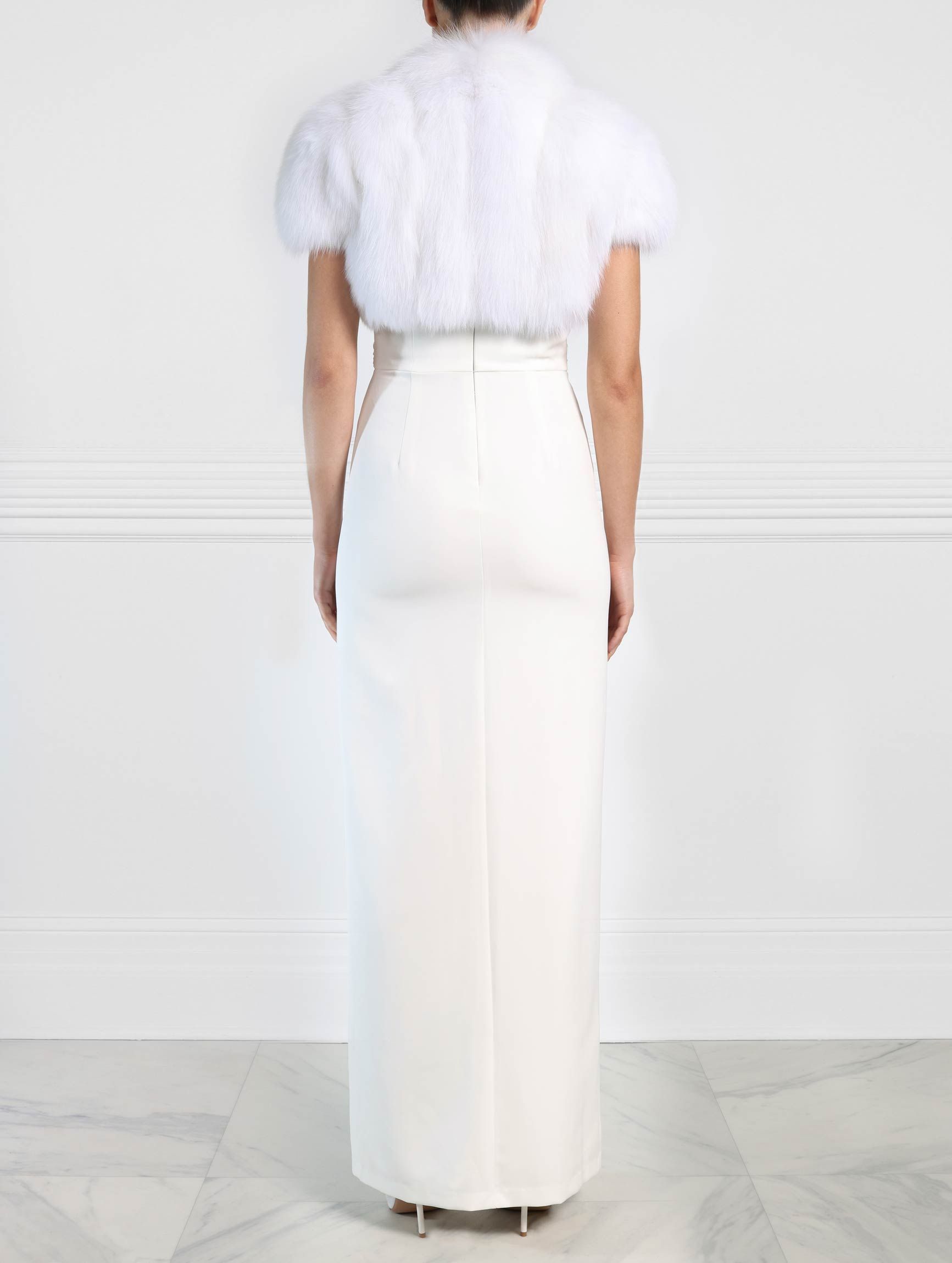 The Drew Fox Fur Shrug in White sold by Pologeorgis product image thumbnail 3