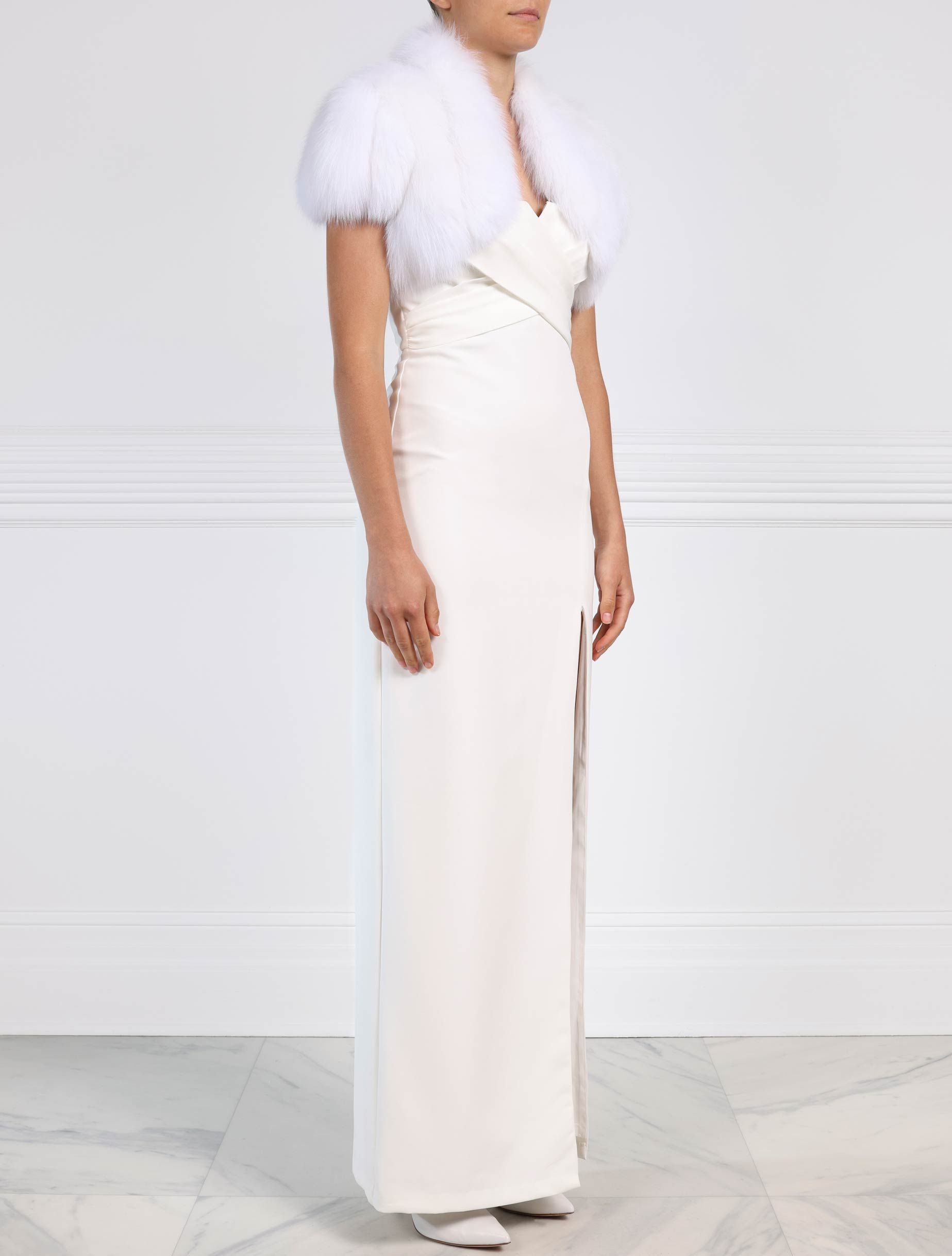 The Drew Fox Fur Shrug in White sold by Pologeorgis product image thumbnail 2