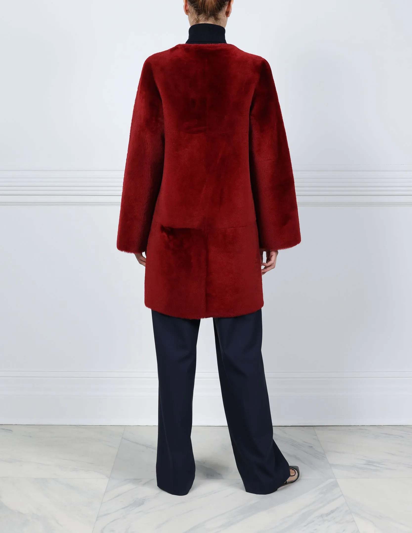 The Tempest Reversible Shearling Coat in Lavender and Merlot sold by Pologeorgis product image thumbnail 3
