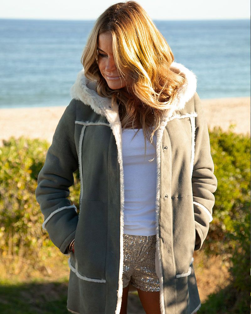 Hooded Shearling Coat sold by Pologeorgis product image thumbnail 2
