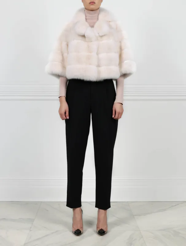 The Isolde Golden Sable Jacket in Cream sold by Pologeorgis