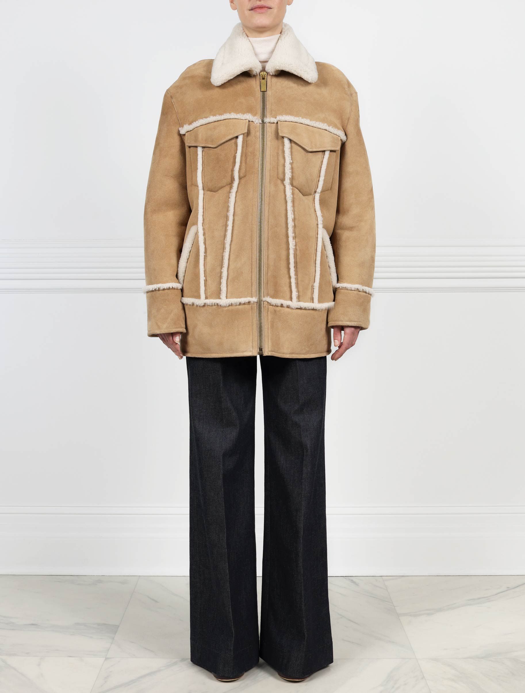 Oversized Zip Front Shearling Jacket sold by Pologeorgis