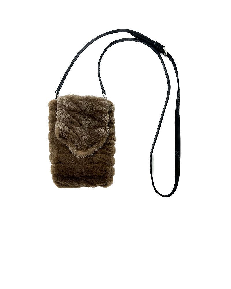 Grooved Mink Fur Phone Bag with Leather Strap sold by Pologeorgis product image thumbnail 2