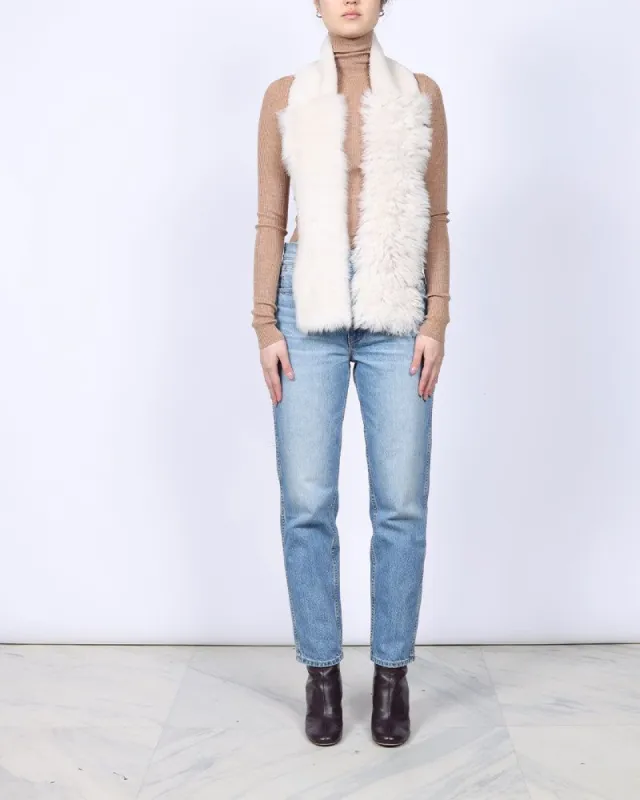 Tigrados & Merino Shearling Raw Edged Scarf sold by Pologeorgis