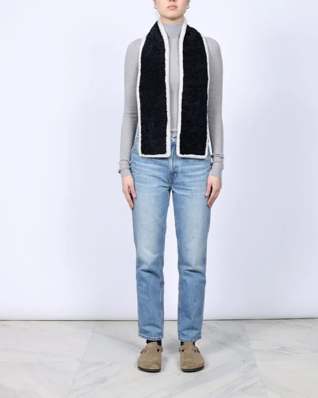 Navy Shearling Scarf with Ivory Trim sold by Pologeorgis