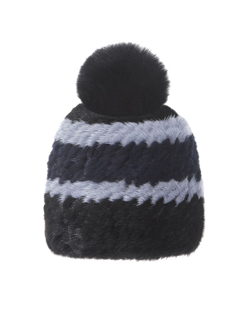 The Knit Tri-Tone Mink Fur Hat sold by Pologeorgis