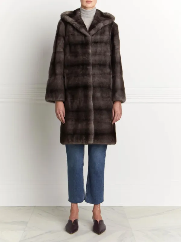 The Sharon Hooded Mink Fur Coat As Seen On Olivia Palermo sold by Pologeorgis