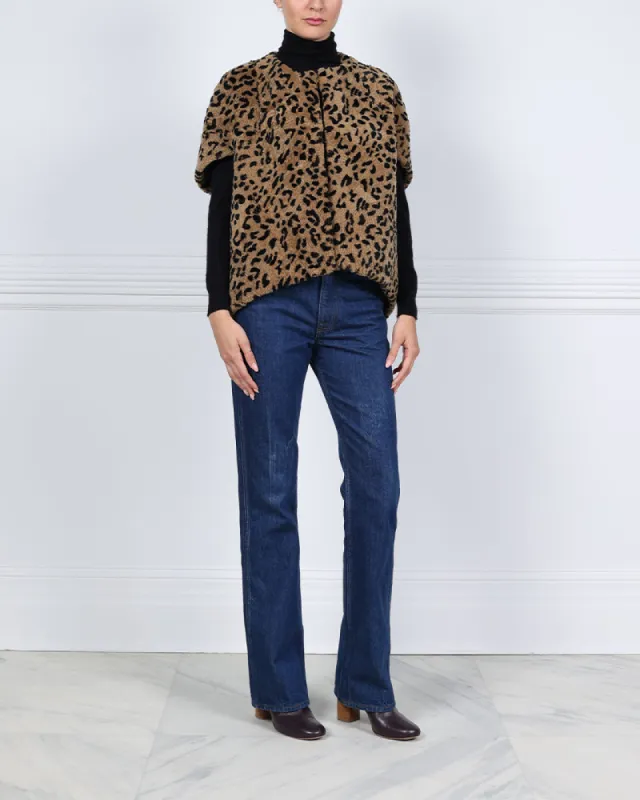 The Sassy Leopard Printed Upcycled Shearling Vest sold by Pologeorgis