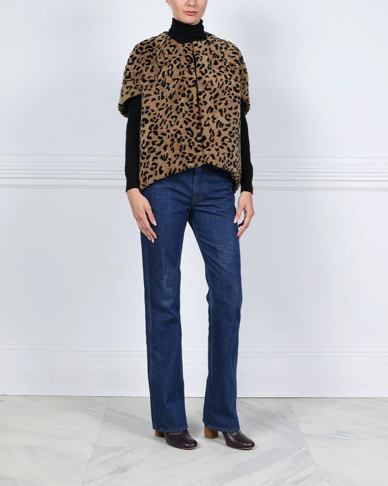 The Sassy Leopard Printed Upcycled Shearling Vest sold by Pologeorgis