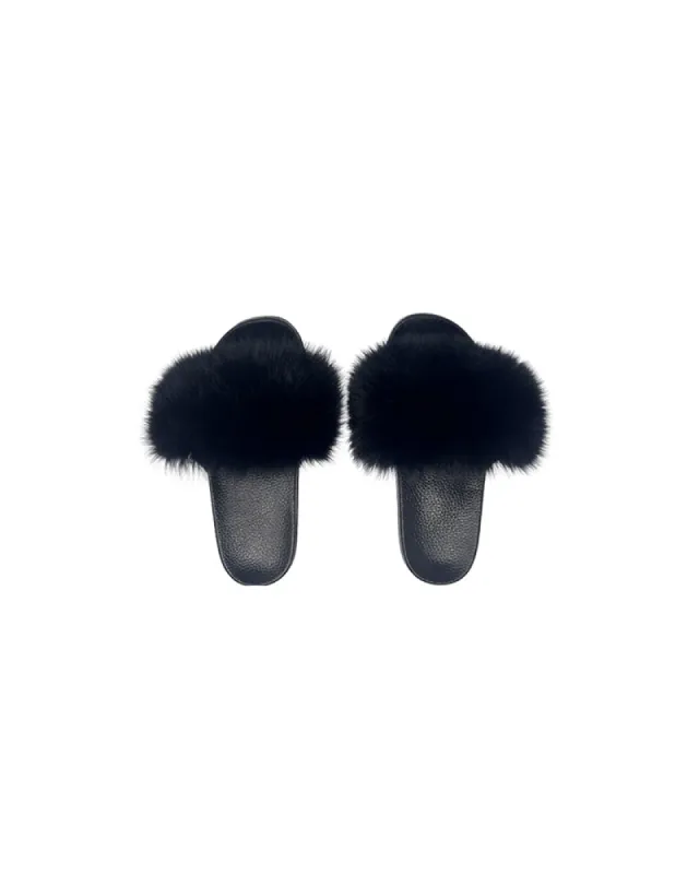 Dyed Fox Fur Slipper in Assorted Colors sold by Pologeorgis
