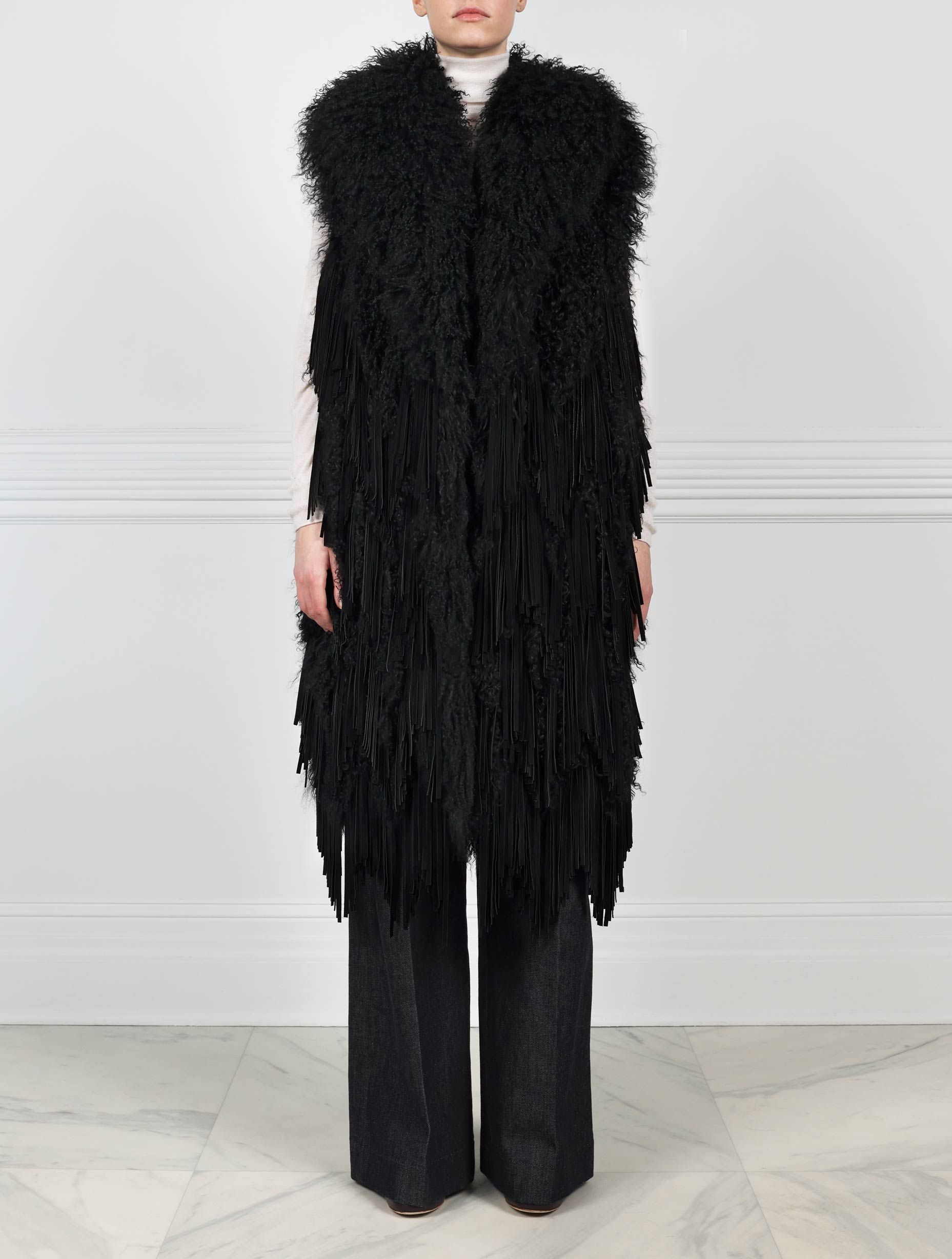 Lamb With Suede Fringe Vest sold by Pologeorgis