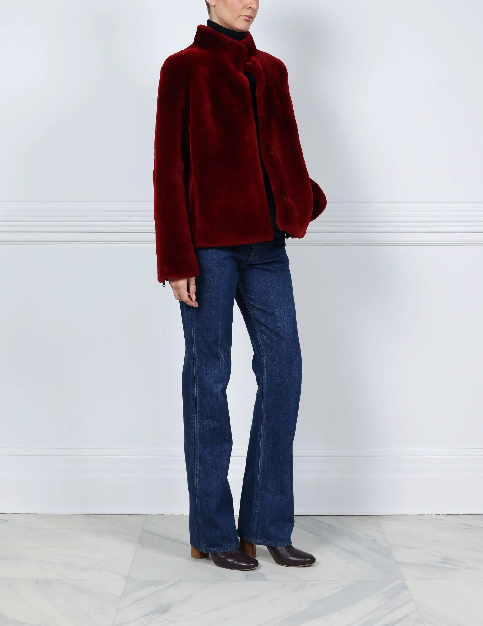 The Elaine Shearling Jacket in Merlot sold by Pologeorgis product image thumbnail 2