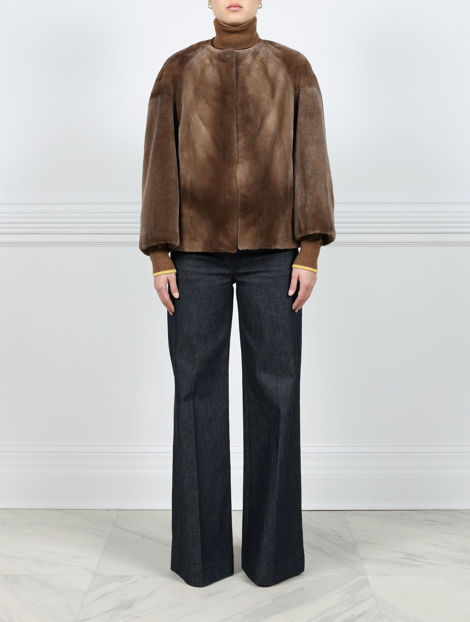 Greige Sheared Mink Fur Jacket sold by Pologeorgis