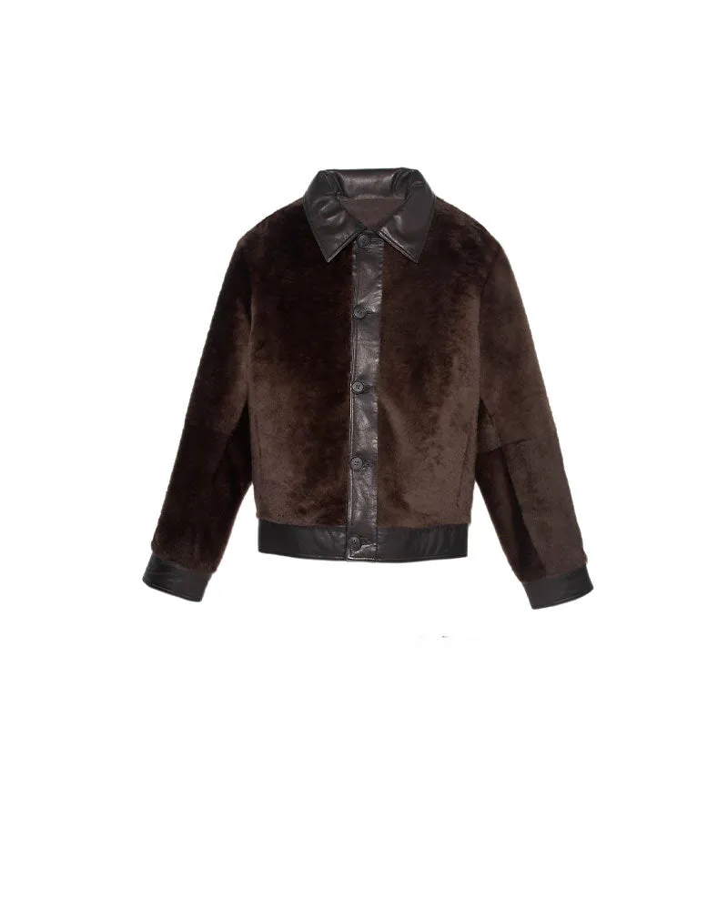 Mens Shearling and Leather Jacket sold by Pologeorgis