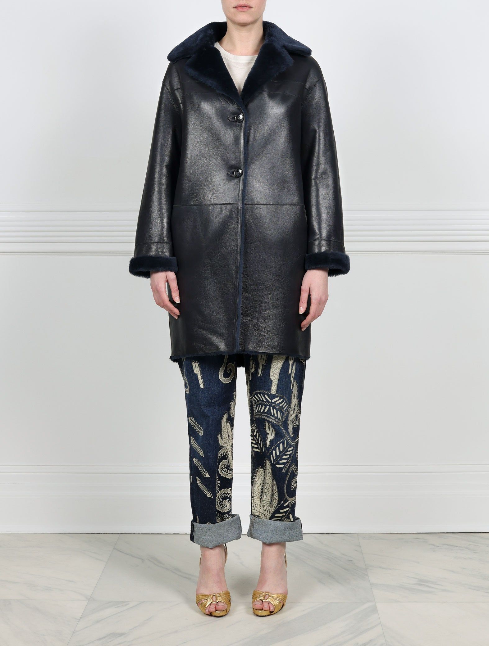 Fantastic Flowers Printed Reversible Notch Collar Shearling Coat Designed by Zandra Rhodes sold by Pologeorgis product image thumbnail 2